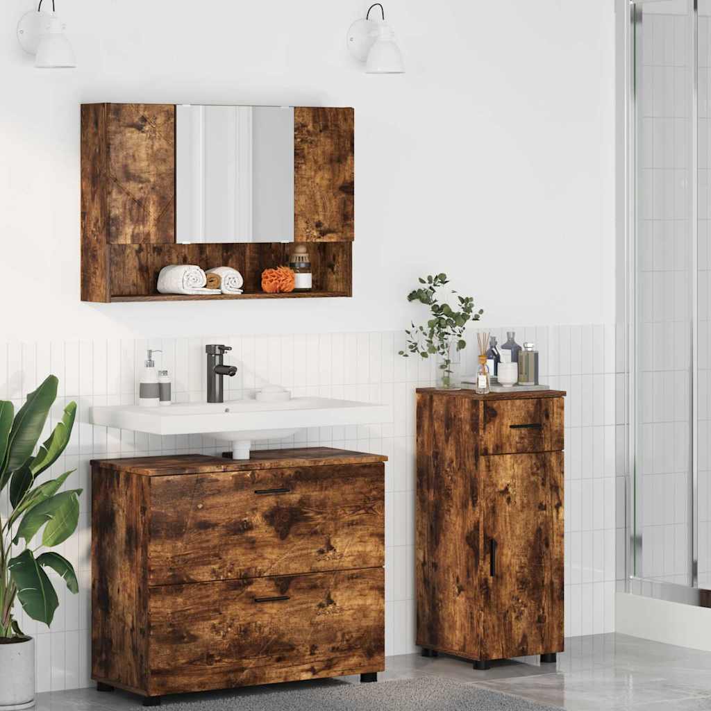 vidaXL Badkamermeubelset 3 pcs Wit 76,5 x 35 x 64 cm Bewerkt hout