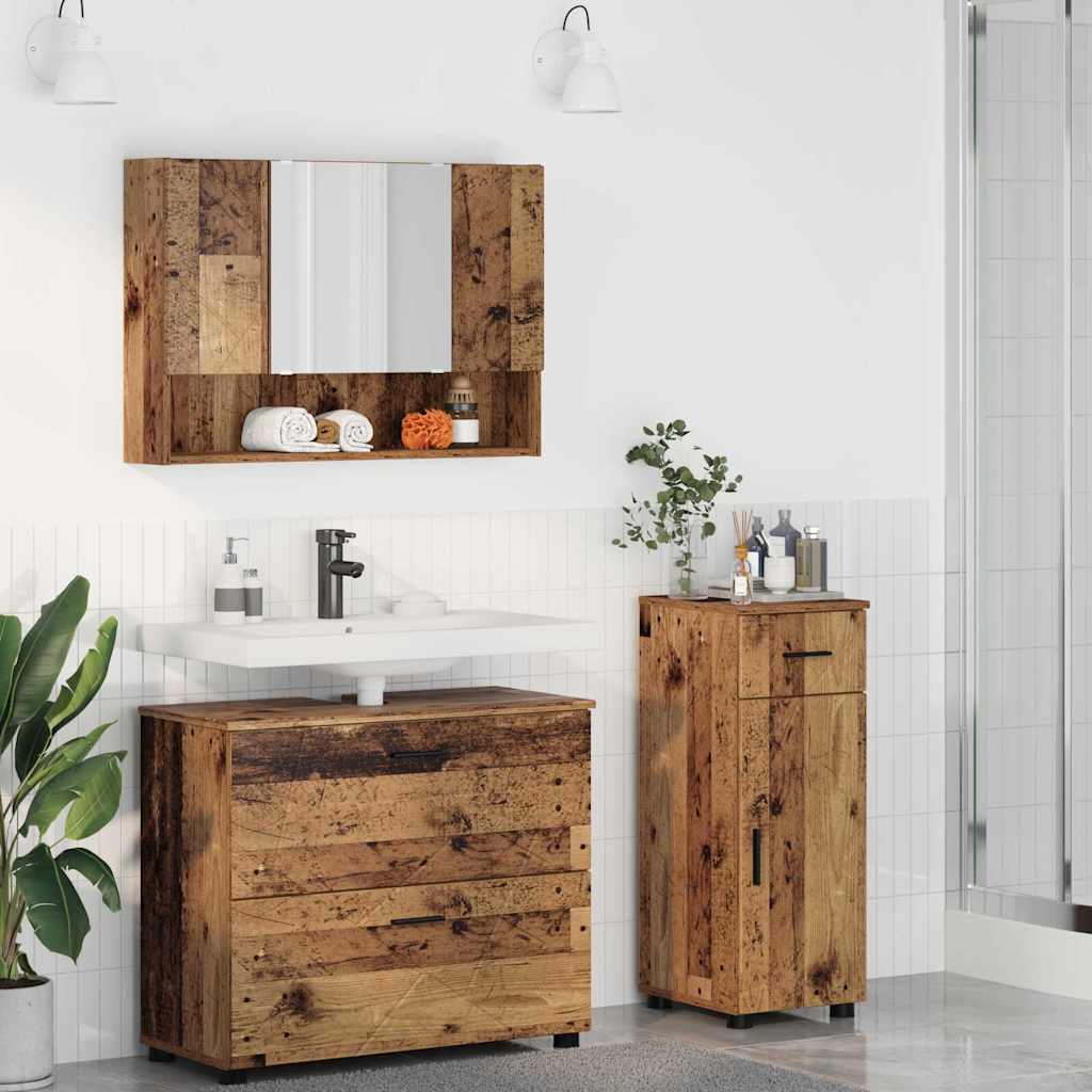 vidaXL Badkamermeubelset 3 pcs Wit 76,5 x 35 x 64 cm Bewerkt hout