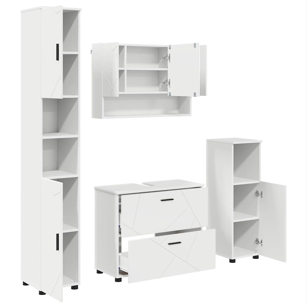 vidaXL Badkamermeubelset 4 pcs Wit 30 x 35 x 192 cm Bewerkt hout