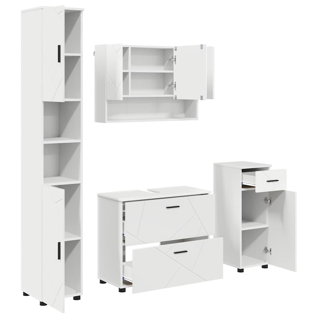 vidaXL Badkamermeubelset 4 pcs Wit 30 x 35 x 192 cm Bewerkt hout