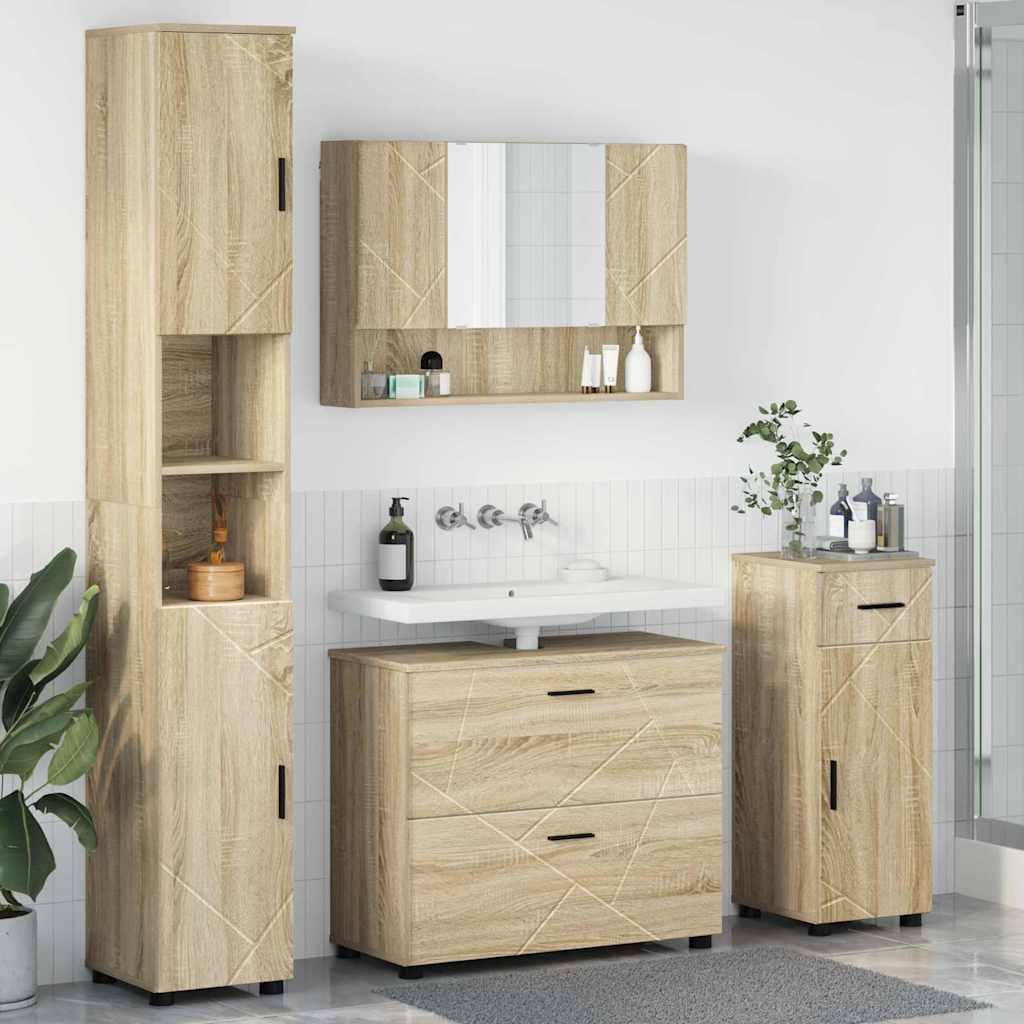 vidaXL Badkamermeubelset 4 pcs Wit 30 x 35 x 192 cm Bewerkt hout