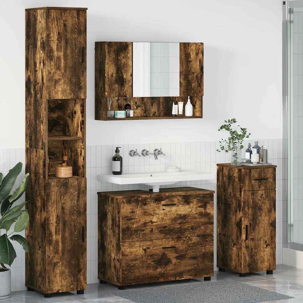 vidaXL Badkamermeubelset 4 pcs Wit 30 x 35 x 192 cm Bewerkt hout