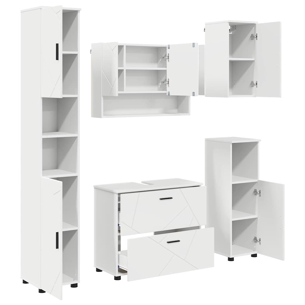 vidaXL Badkamermeubelset 5 pcs Wit 30 x 35 x 192 cm Bewerkt hout