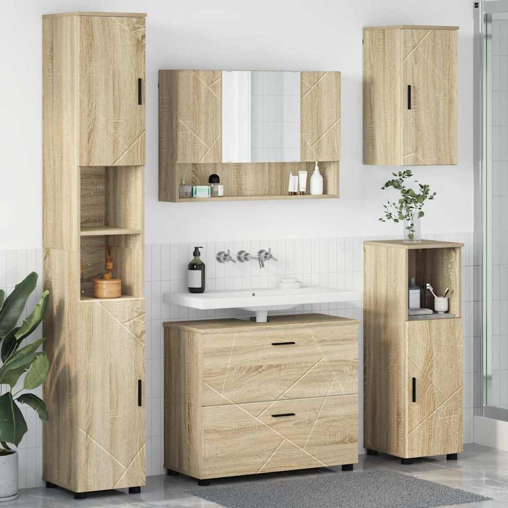 vidaXL Badkamermeubelset 5 pcs Wit 30 x 35 x 192 cm Bewerkt hout