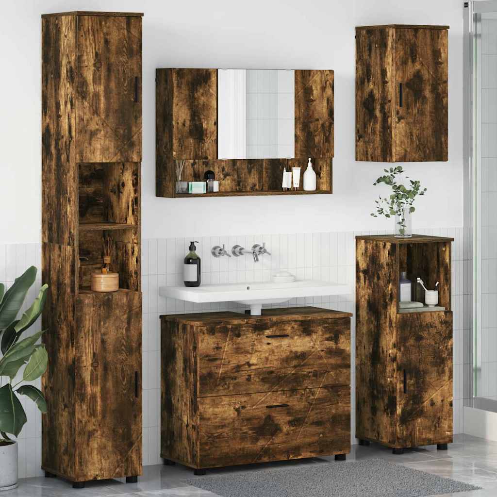 vidaXL Badkamermeubelset 5 pcs Wit 30 x 35 x 192 cm Bewerkt hout