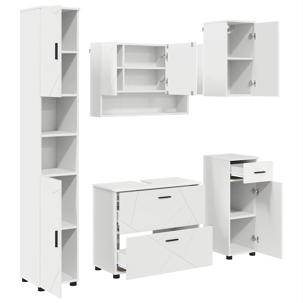 vidaXL Badkamermeubelset 5 pcs Wit 30 x 35 x 192 cm Bewerkt hout