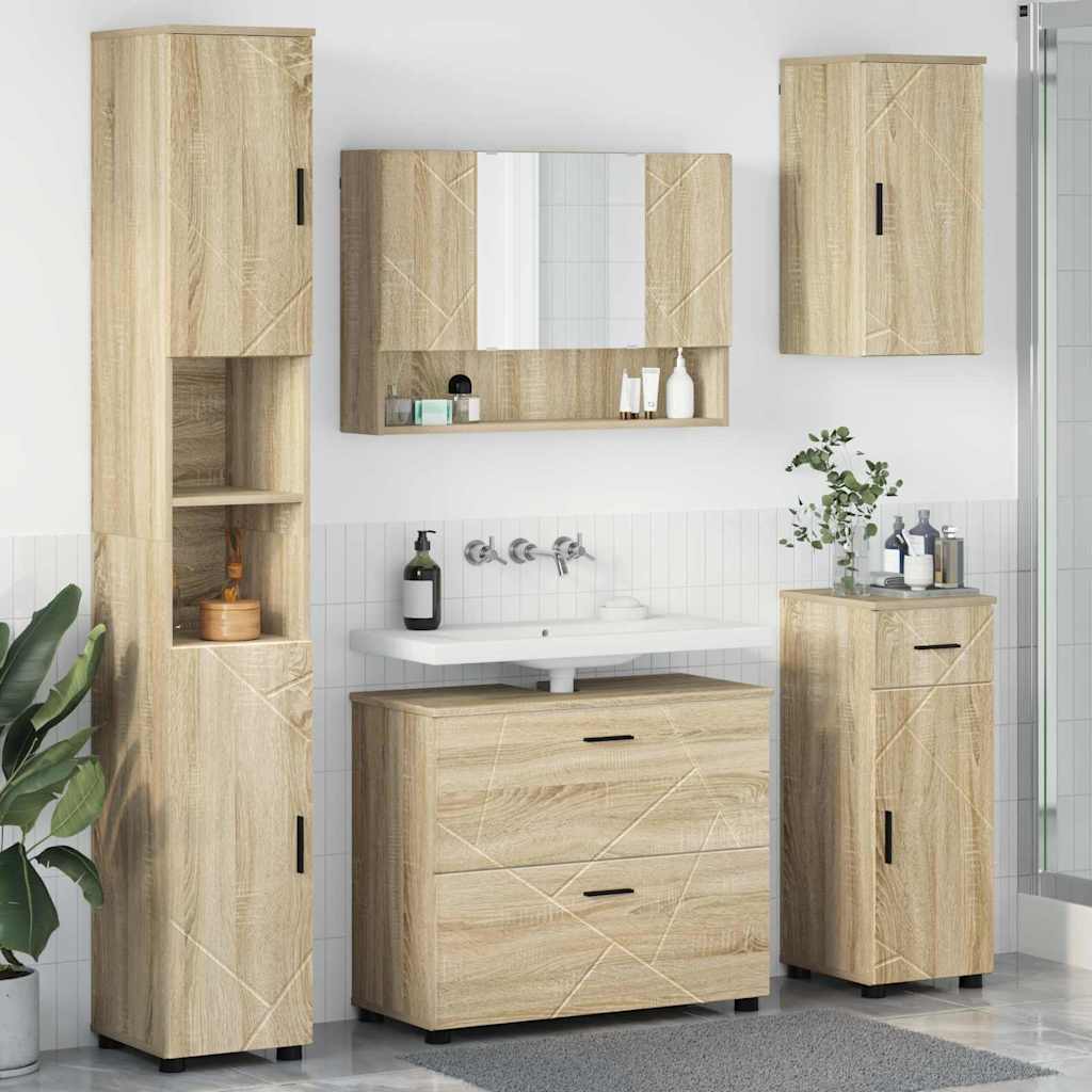 vidaXL Badkamermeubelset 5 pcs Wit 30 x 35 x 192 cm Bewerkt hout
