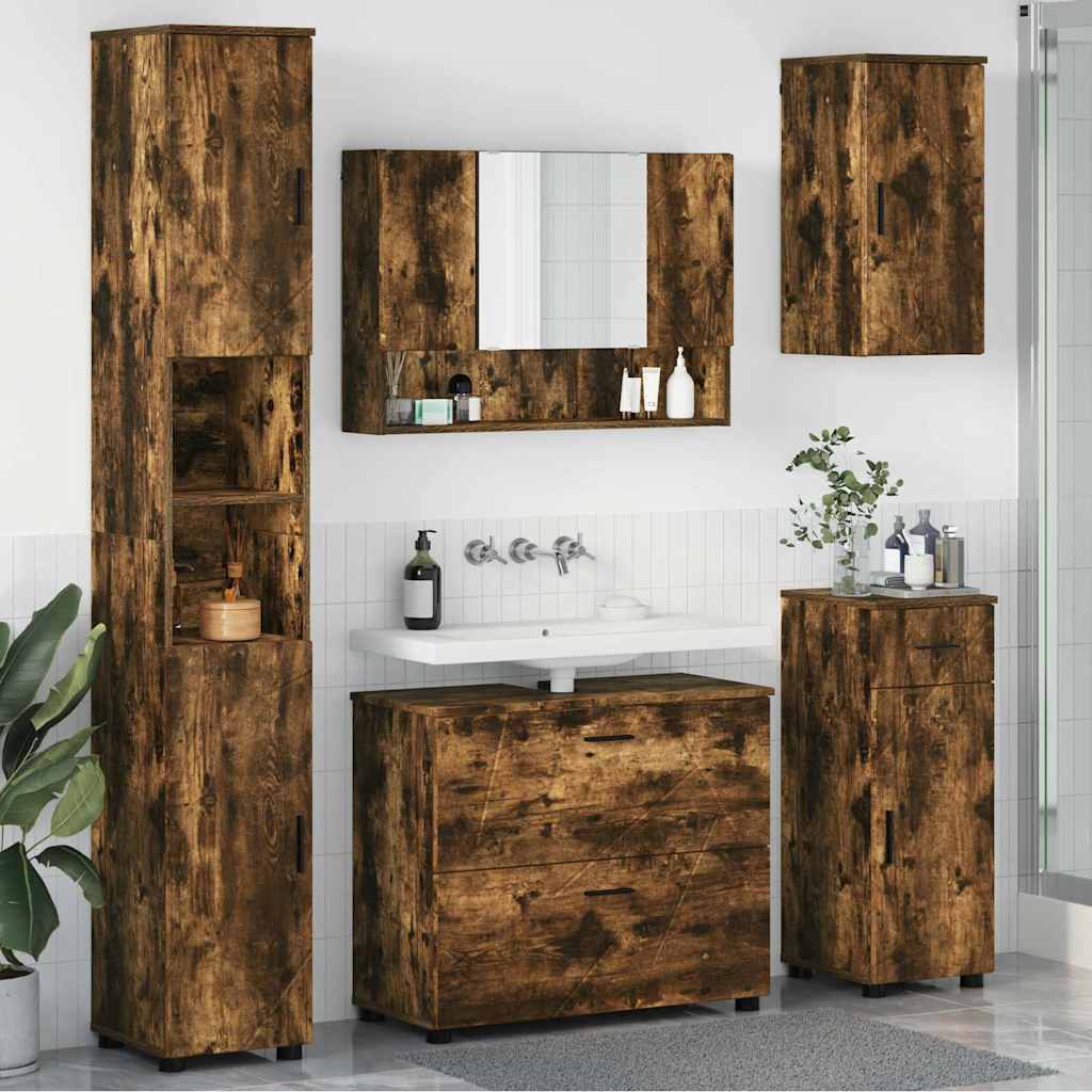 vidaXL Badkamermeubelset 5 pcs Wit 30 x 35 x 192 cm Bewerkt hout