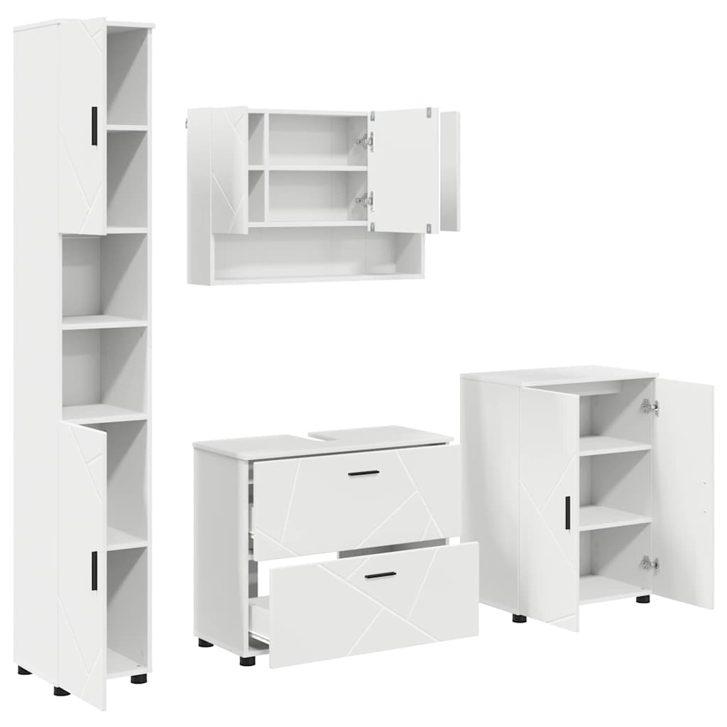 vidaXL Badkamermeubelset 4 pcs Wit 30 x 35 x 192 cm Bewerkt hout