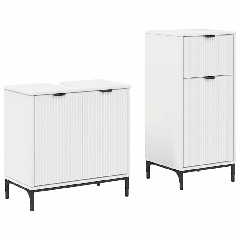 vidaXL Badkamermeubelset 2 pcs Wit 39.5 x 36 x 88 cm Bewerkt hout