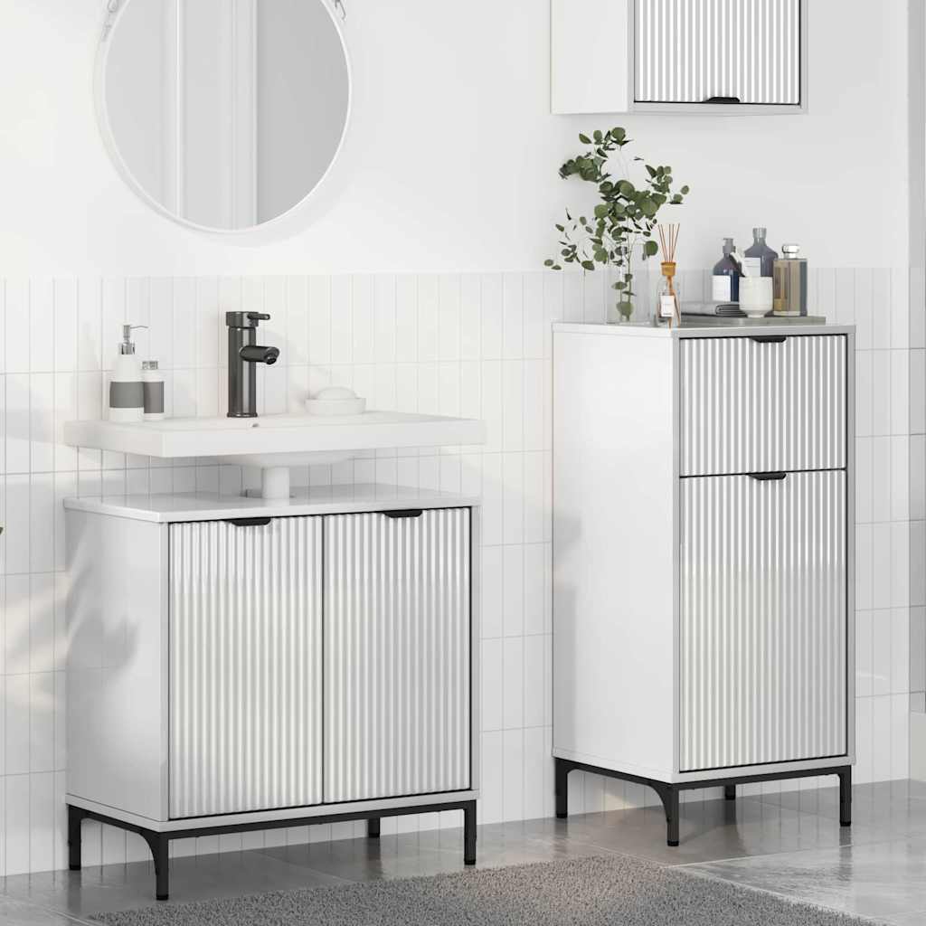 vidaXL Badkamermeubelset 2 pcs Wit 39.5 x 36 x 88 cm Bewerkt hout