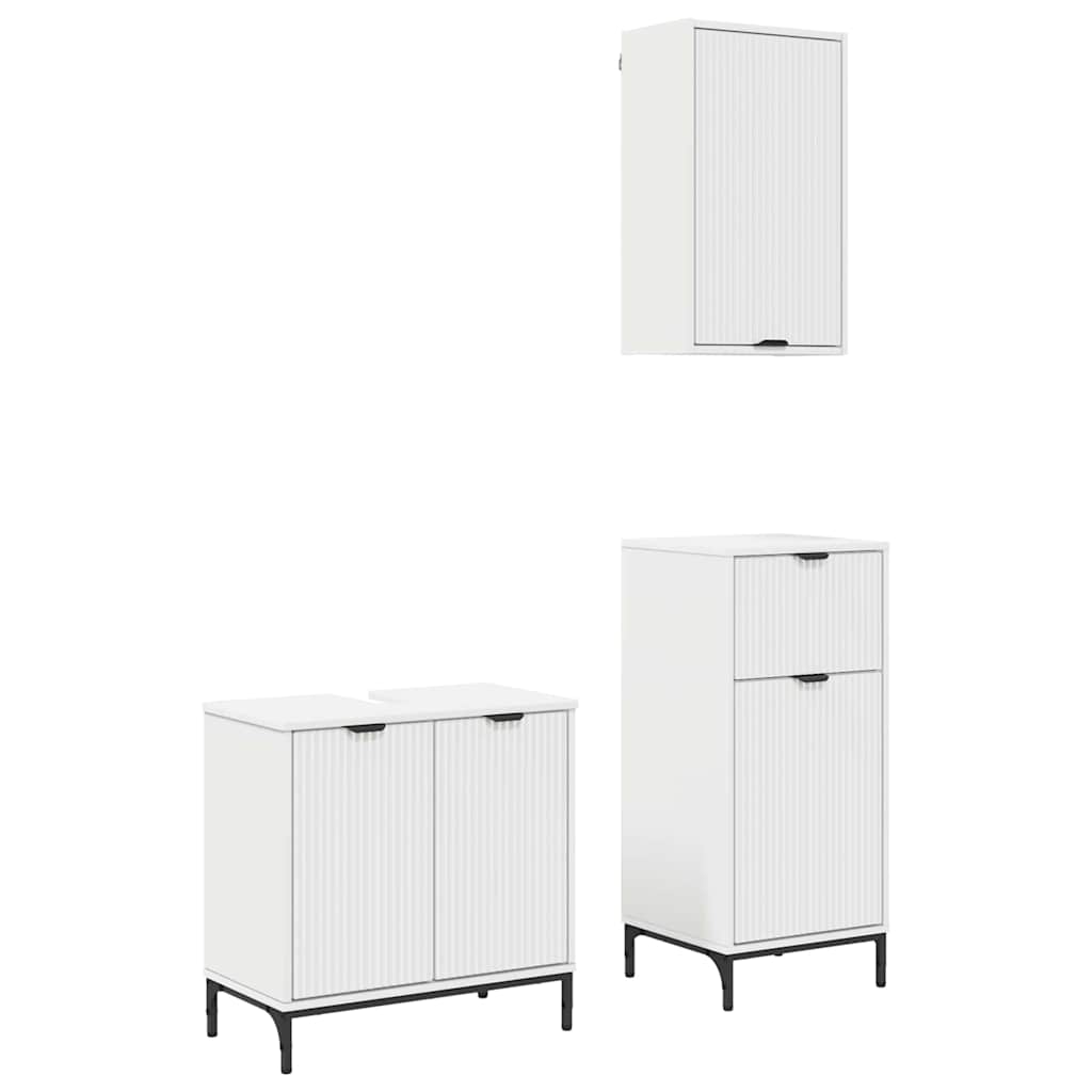 vidaXL Badkamermeubelset 3 pcs Wit 39.5 x 36 x 88 cm Bewerkt hout
