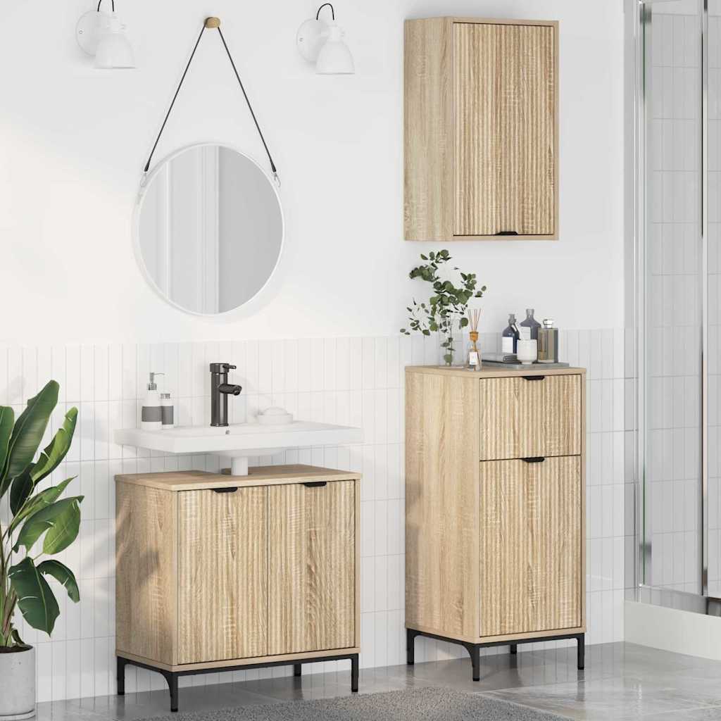 vidaXL Badkamermeubelset 3 pcs Wit 39.5 x 36 x 88 cm Bewerkt hout