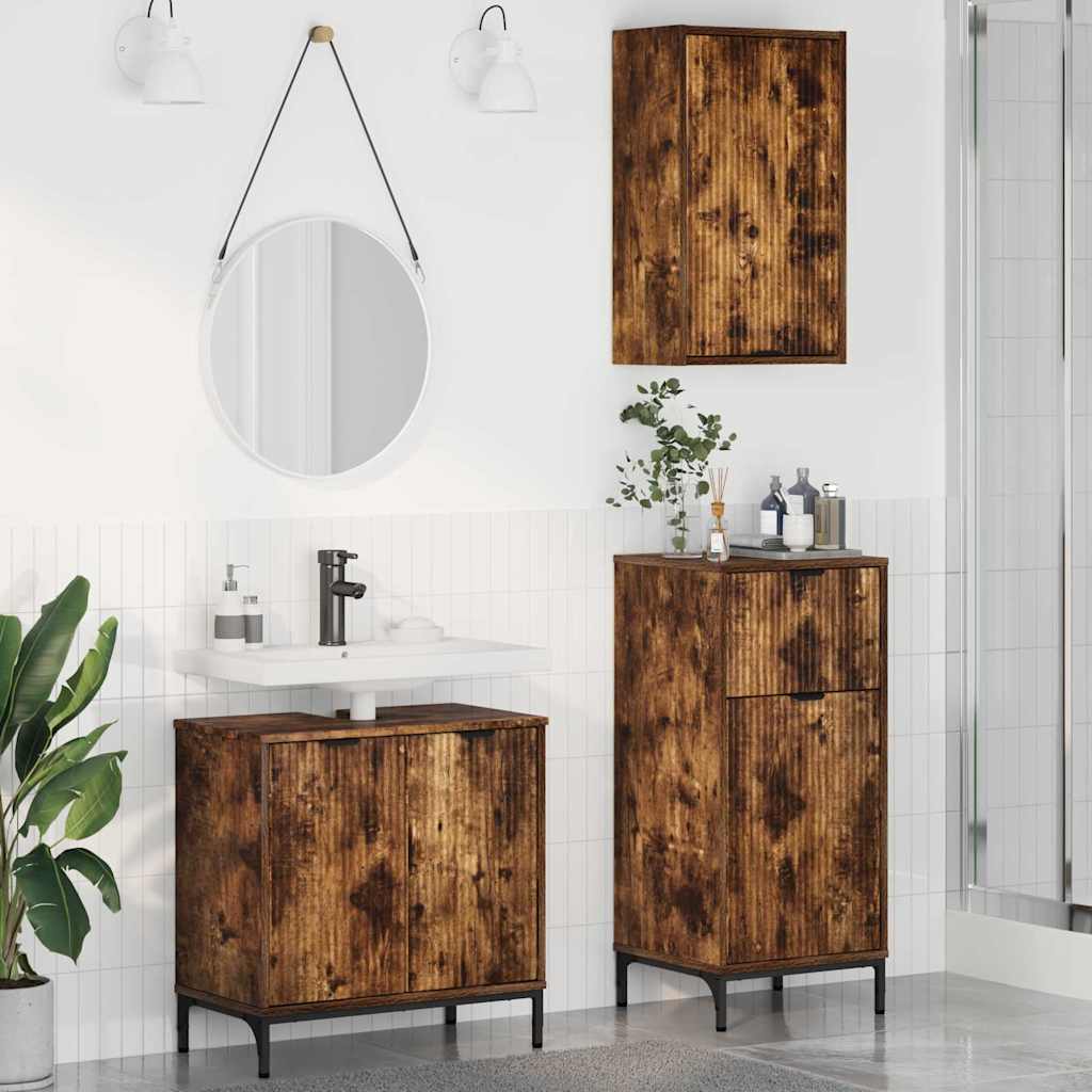 vidaXL Badkamermeubelset 3 pcs Wit 39.5 x 36 x 88 cm Bewerkt hout