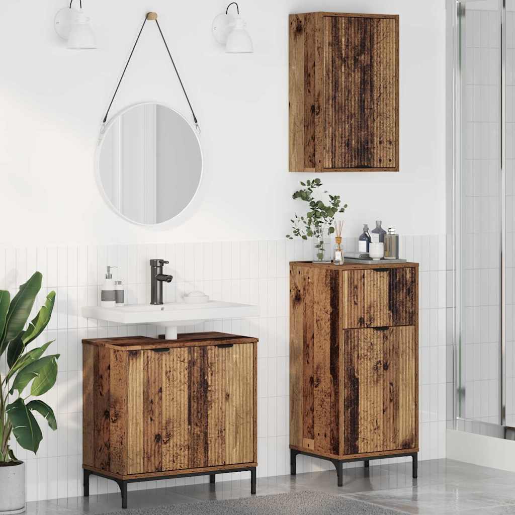 vidaXL Badkamermeubelset 3 pcs Wit 39.5 x 36 x 88 cm Bewerkt hout