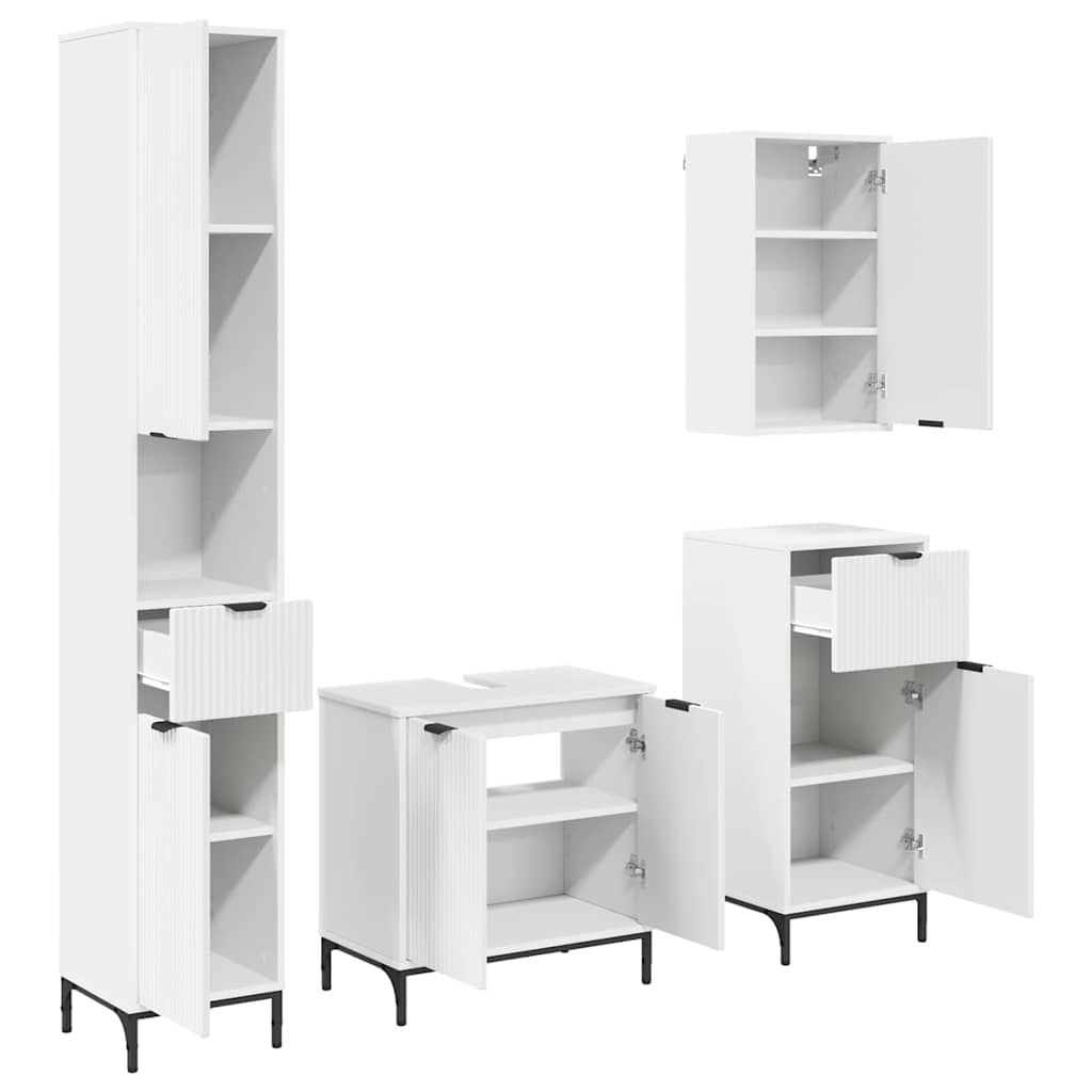 vidaXL Badkamermeubelset met lade Wit Engineered hout, Metaal