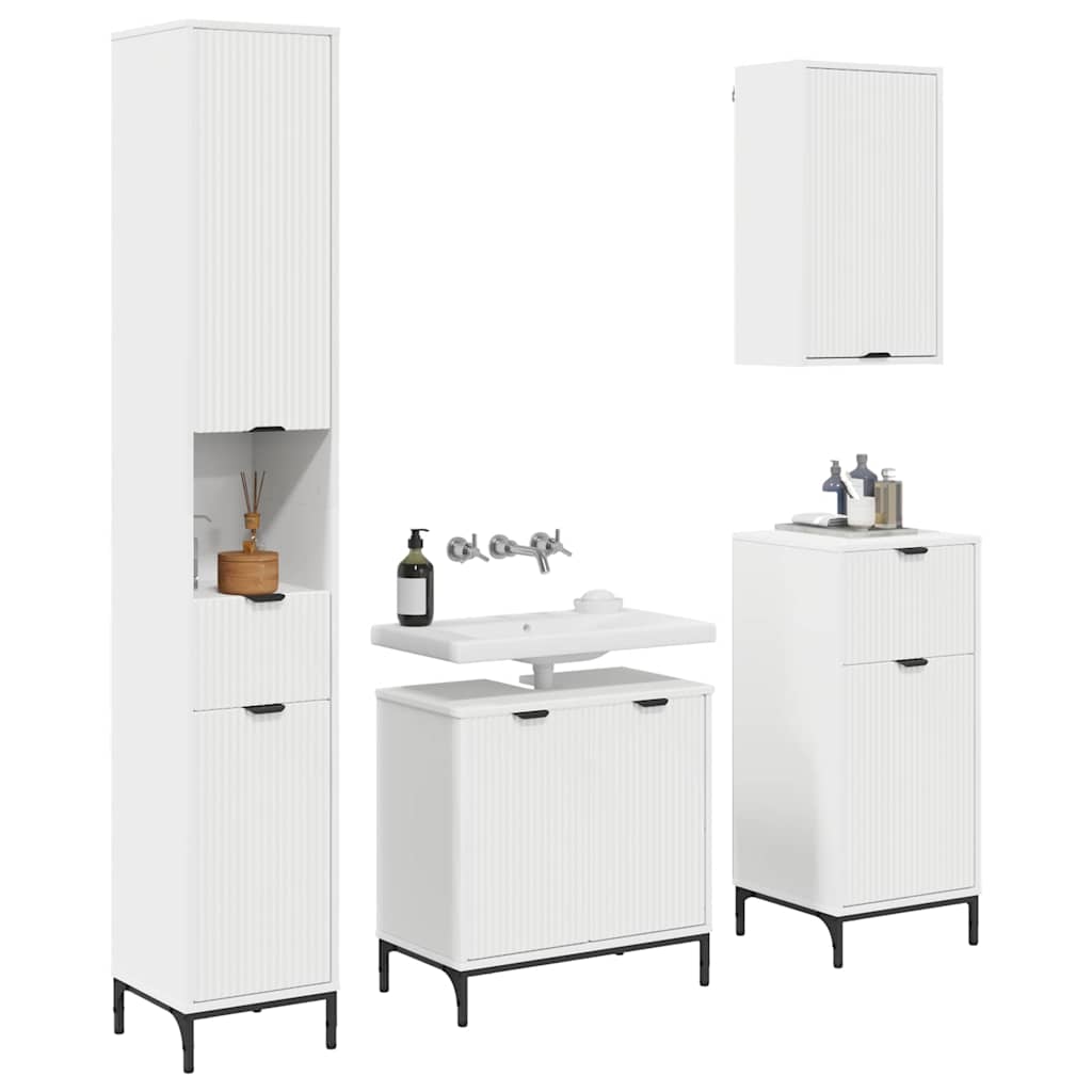 vidaXL Badkamermeubelset met lade Wit Engineered hout, Metaal