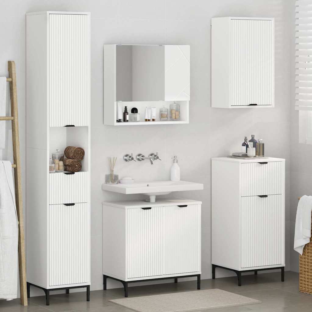 vidaXL Badkamermeubelset met lade Wit Engineered hout, Metaal