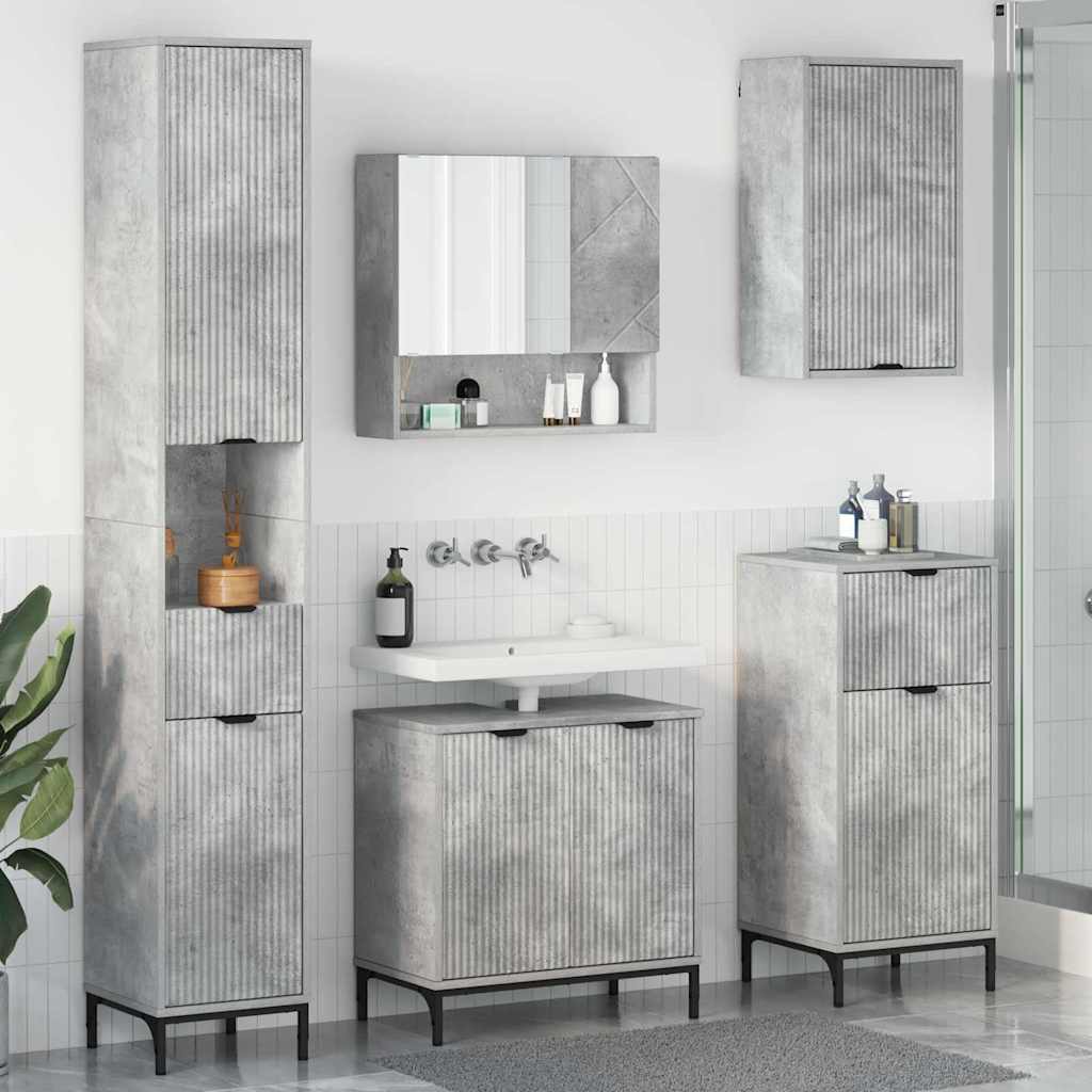 vidaXL Badkamermeubelset met lade Wit Engineered hout, Metaal