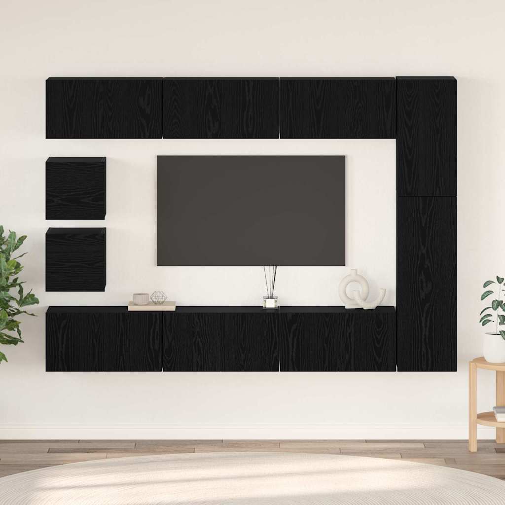 vidaXL 9-delig Tv-meubelset wandmontage bewerkt hout artisanaal eiken