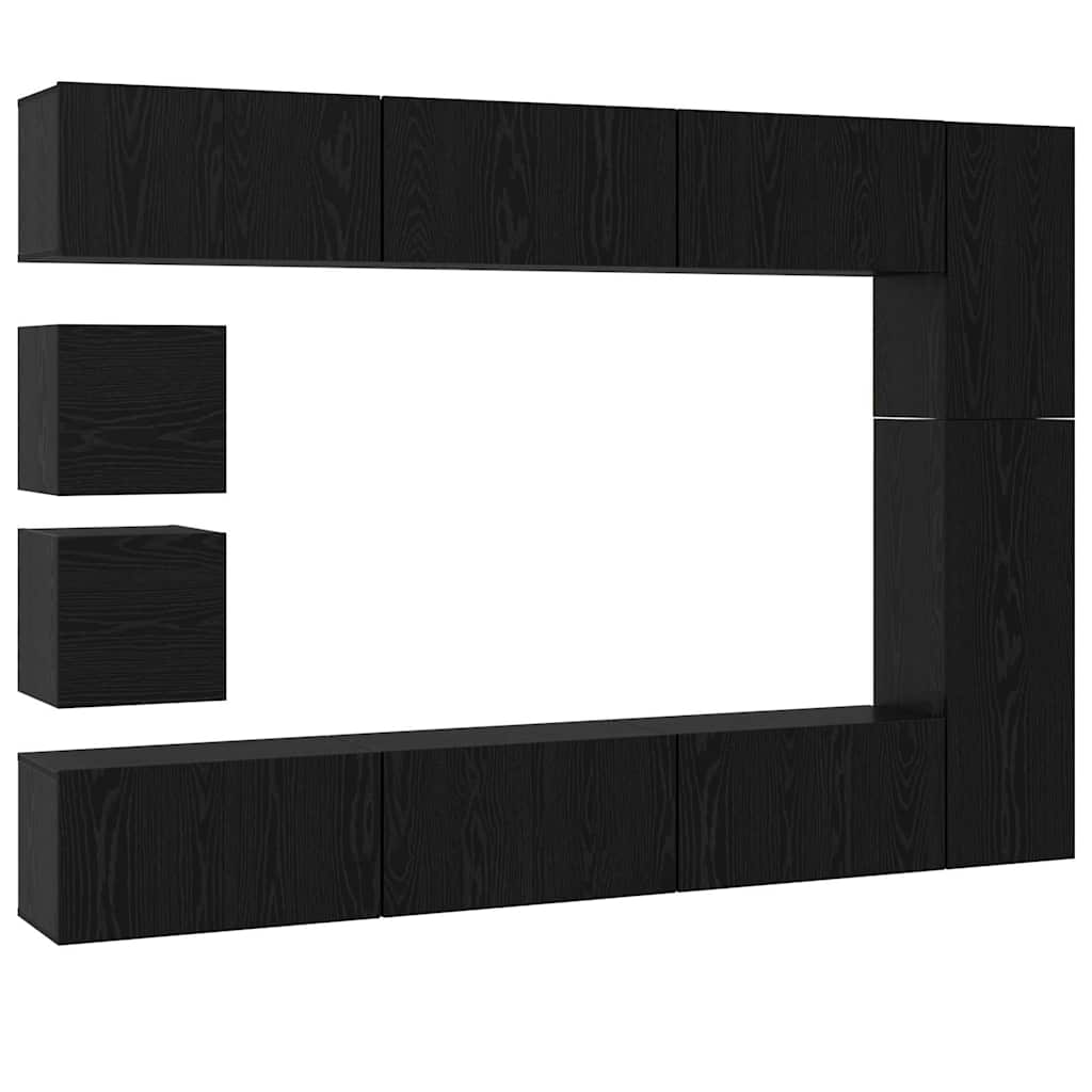 vidaXL 9-delig Tv-meubelset wandmontage bewerkt hout artisanaal eiken