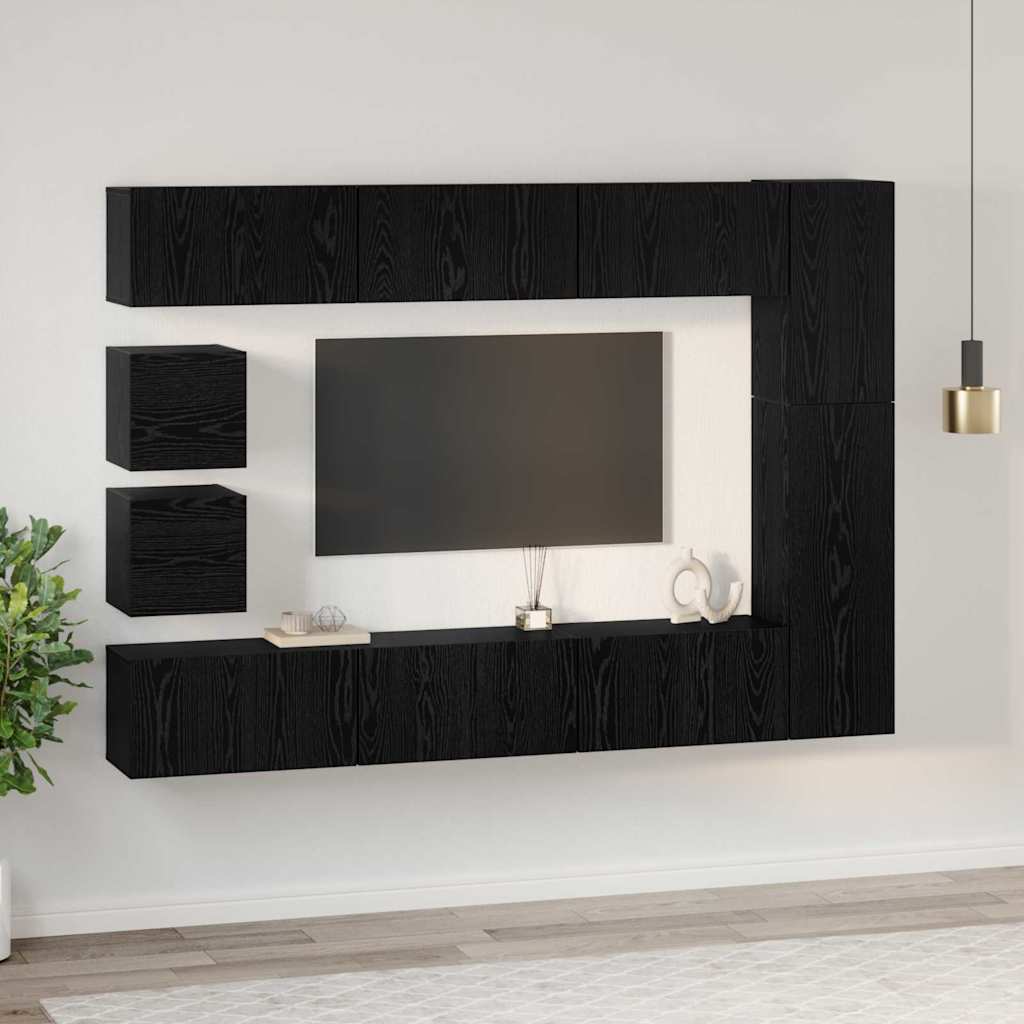 vidaXL 9-delig Tv-meubelset wandmontage bewerkt hout artisanaal eiken