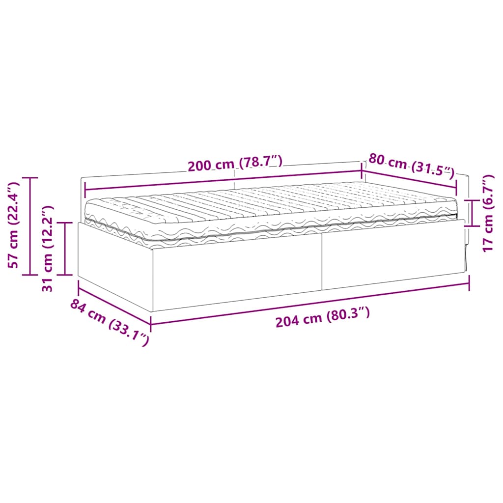 vidaXL Hoekbedframe met Matras Anders 2 pcs Lichtgrijs Stof