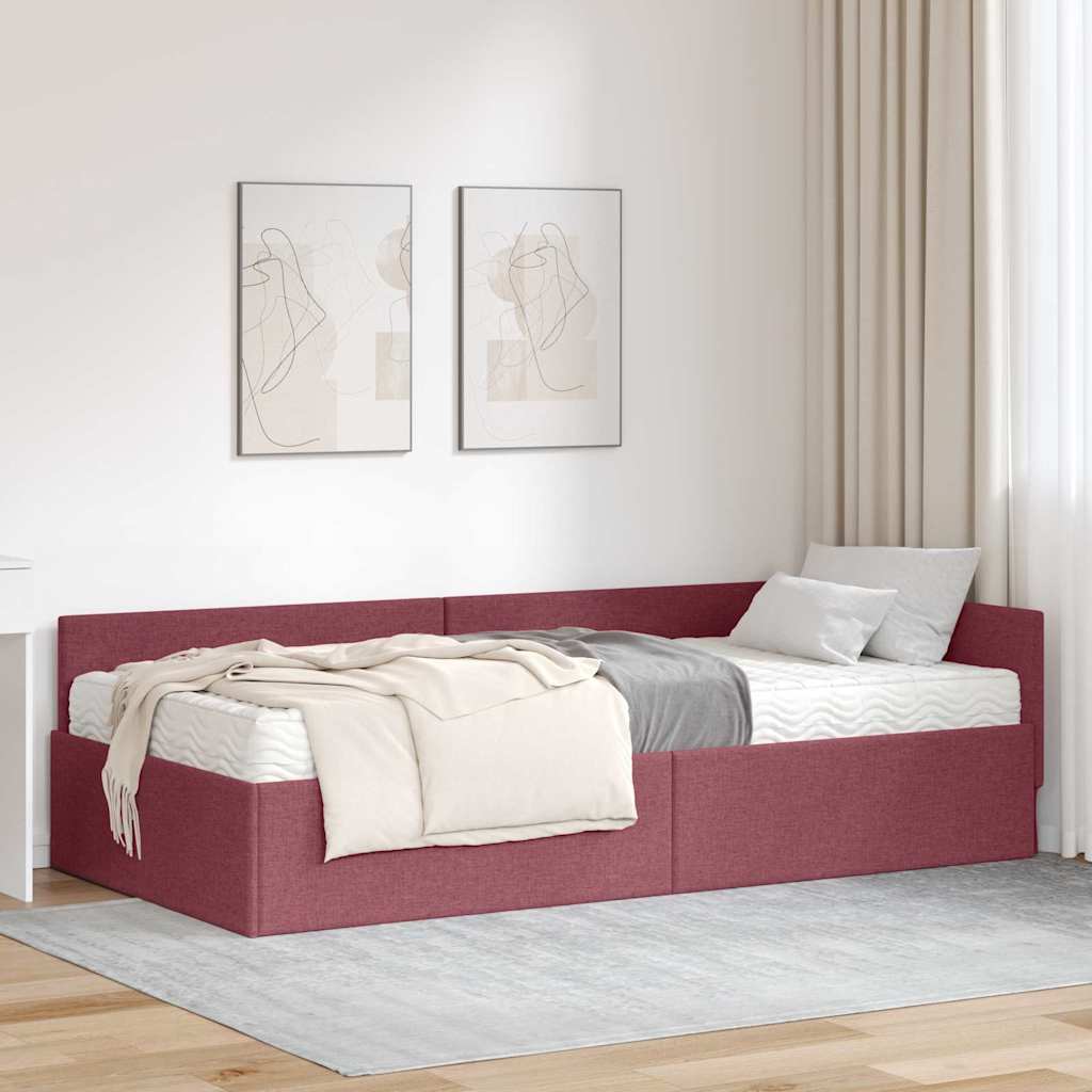 vidaXL Hoekbedframe met Matras Anders 2 pcs Lichtgrijs Stof