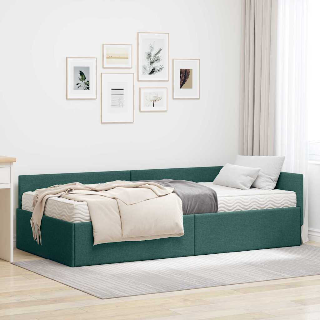 vidaXL Hoekbedframe met Matras Anders 2 pcs Lichtgrijs Stof