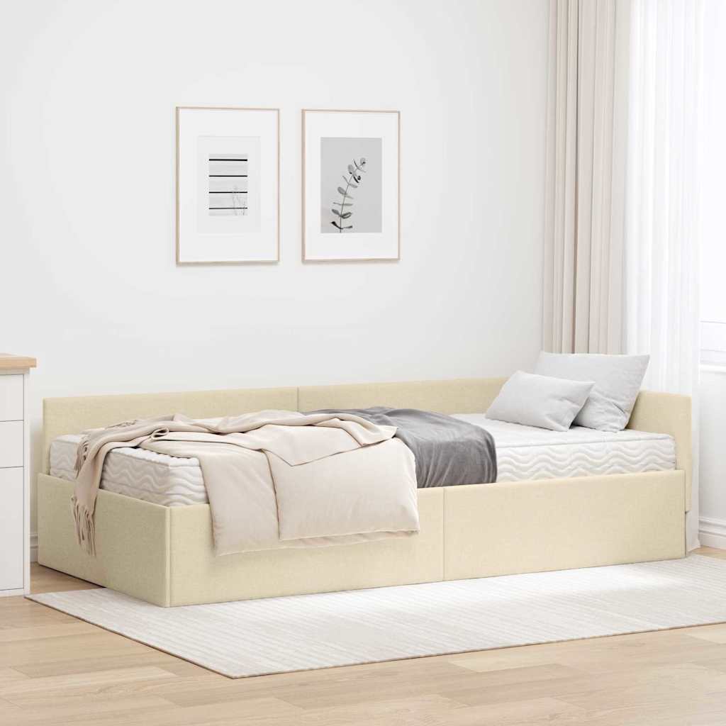 vidaXL Hoekbedframe met Matras Anders 2 pcs Lichtgrijs Stof