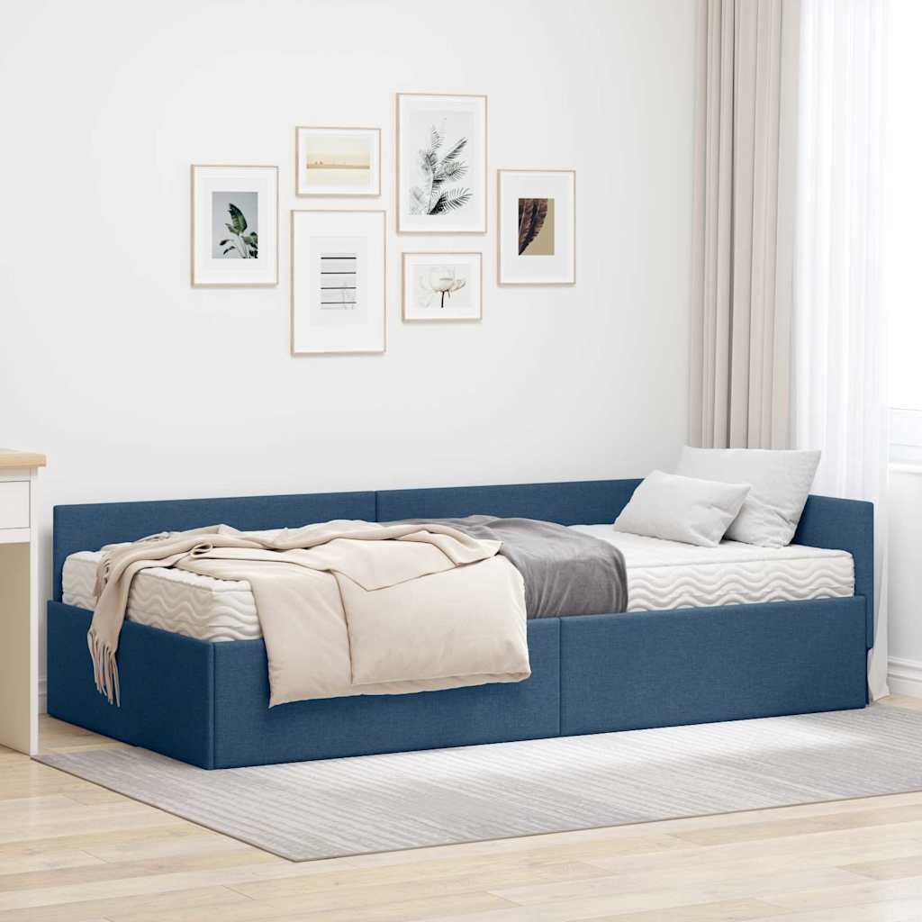 vidaXL Hoekbedframe met Matras Anders 2 pcs Lichtgrijs Stof