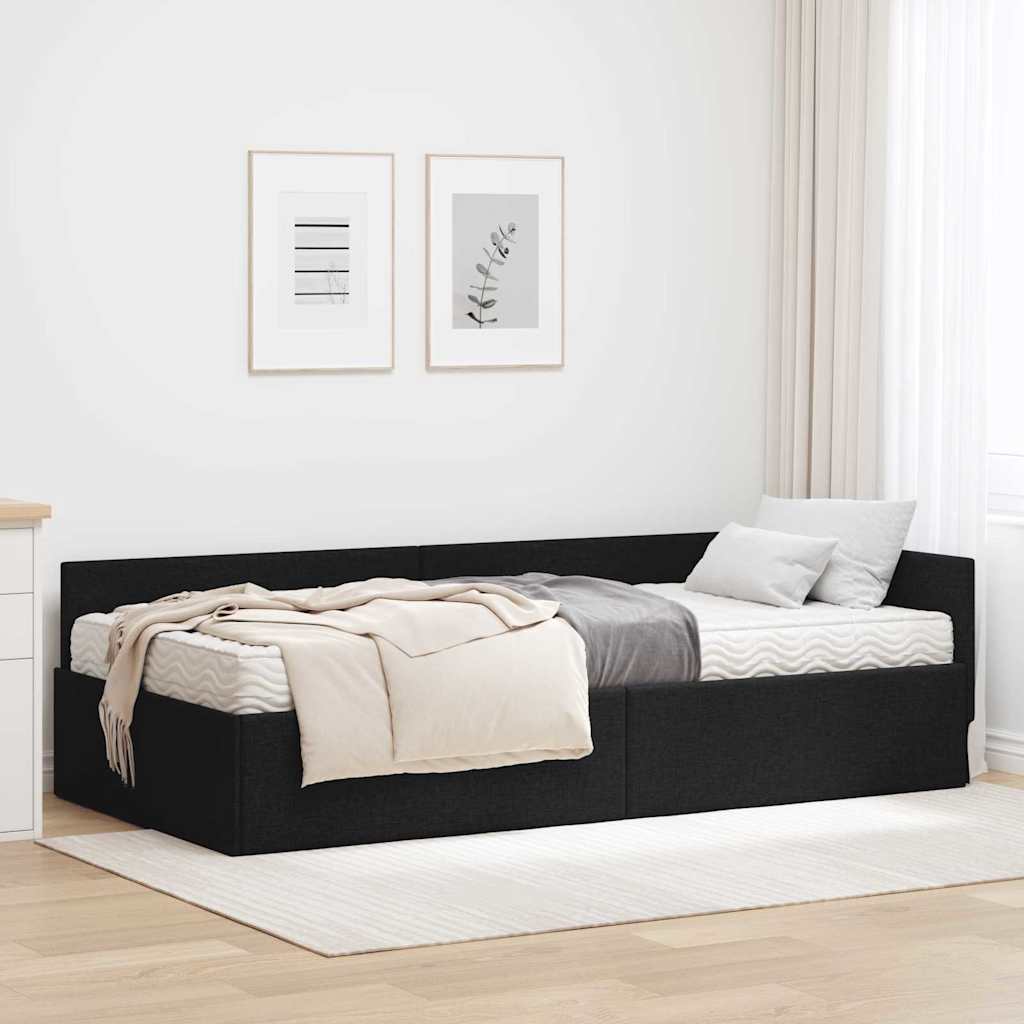vidaXL Hoekbedframe met Matras Anders 2 pcs Lichtgrijs Stof