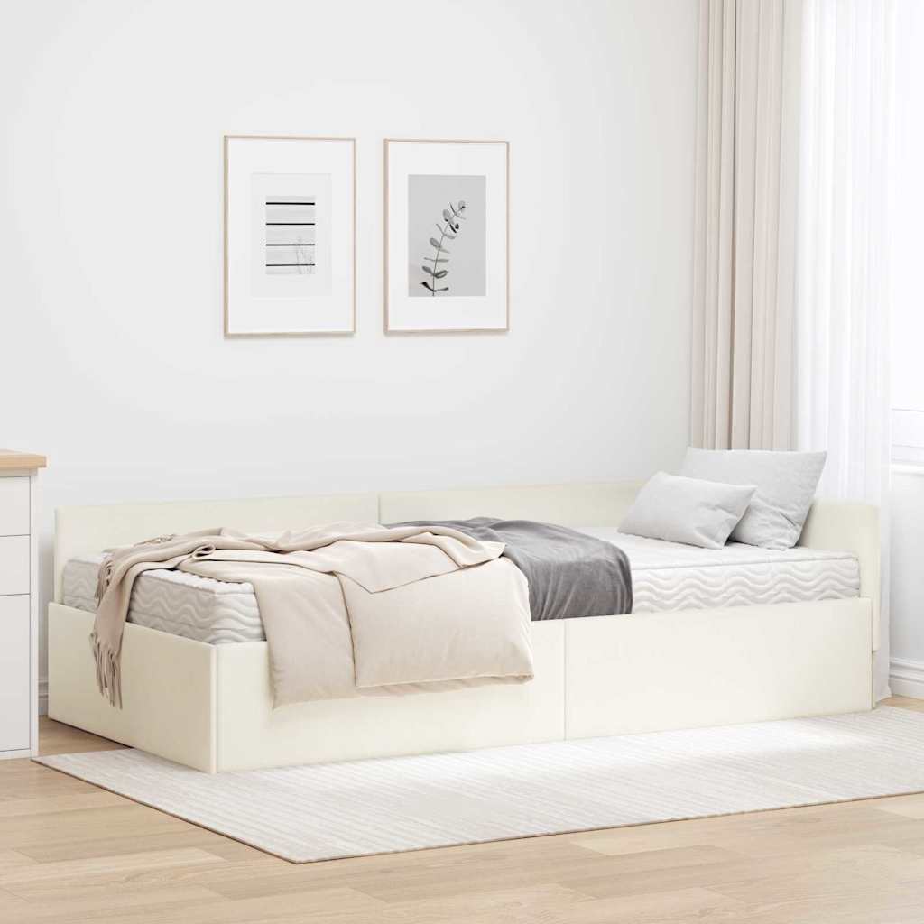 vidaXL Hoekbedframe met Matras Anders 2 pcs Blauw Fluweel