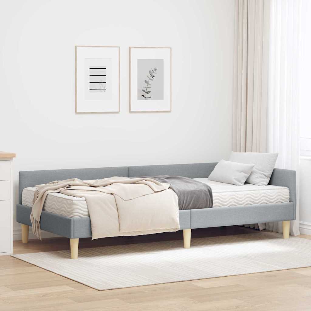 vidaXL Hoekbedframe met Matras Anders 2 pcs Lichtgrijs Stof