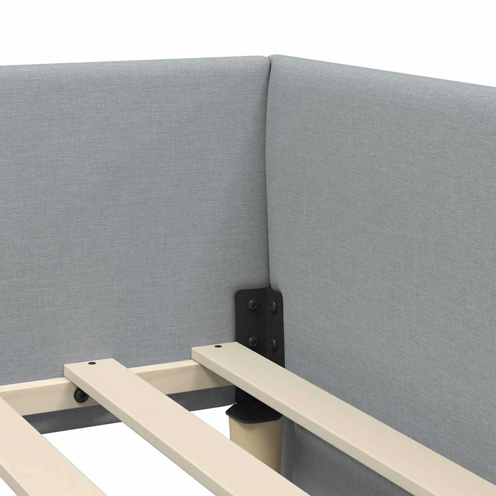 vidaXL Hoekbedframe met Matras Anders 2 pcs Lichtgrijs Stof