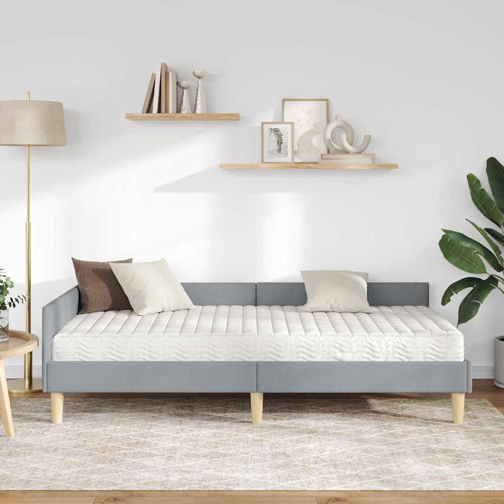 vidaXL Hoekbedframe met Matras Anders 2 pcs Lichtgrijs Stof