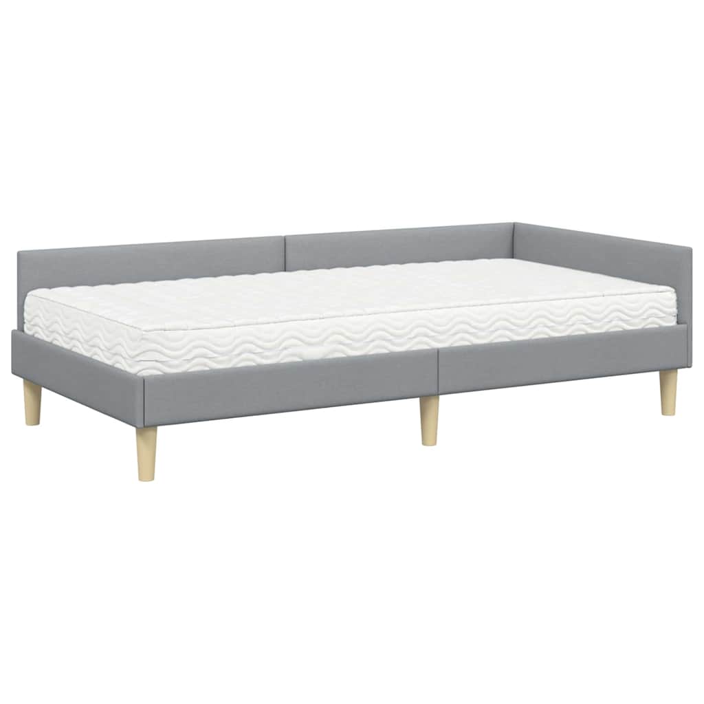 vidaXL Hoekbedframe met Matras Anders 2 pcs Lichtgrijs Stof