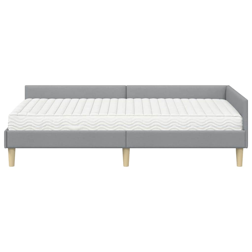 vidaXL Hoekbedframe met Matras Anders 2 pcs Lichtgrijs Stof