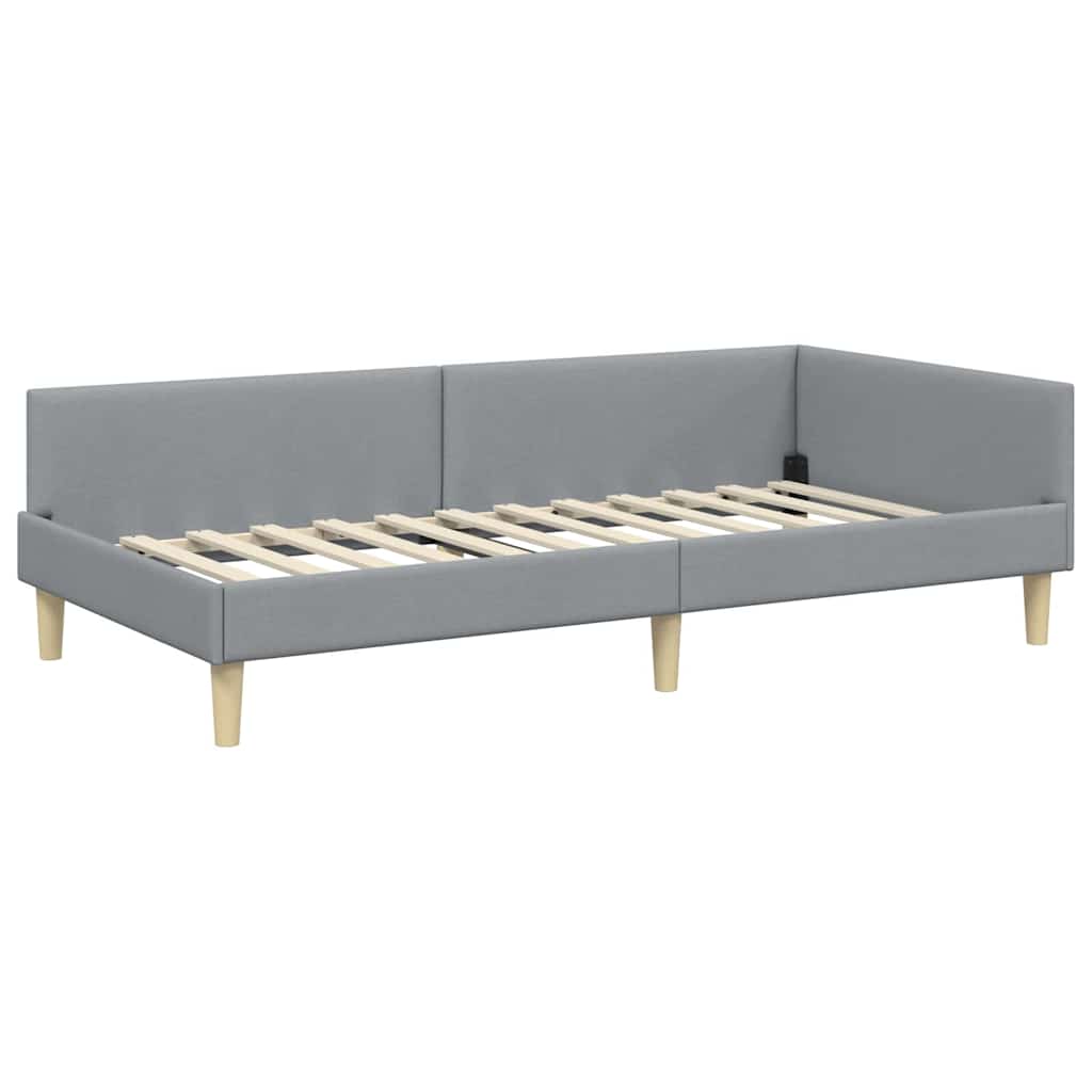 vidaXL Hoekbedframe met Matras Anders 2 pcs Lichtgrijs Stof