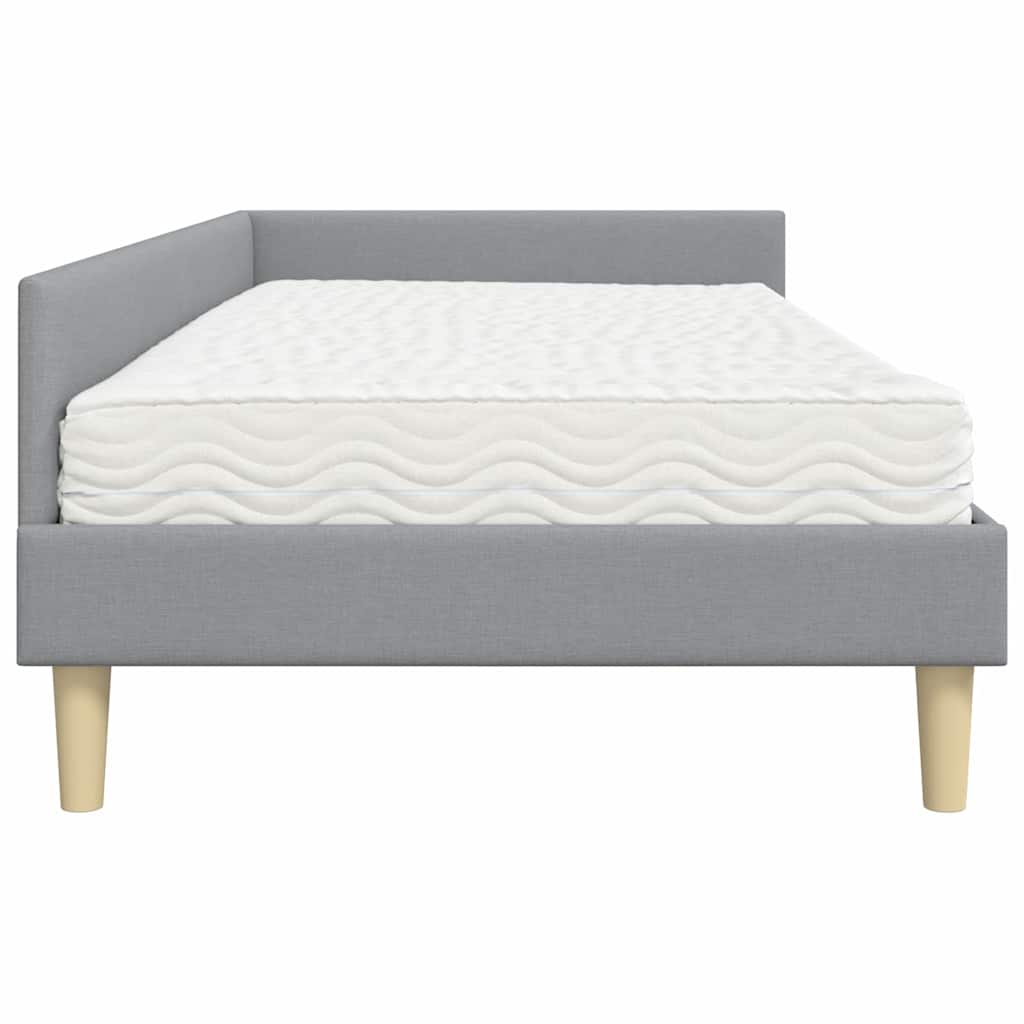 vidaXL Hoekbedframe met Matras Anders 2 pcs Lichtgrijs Stof