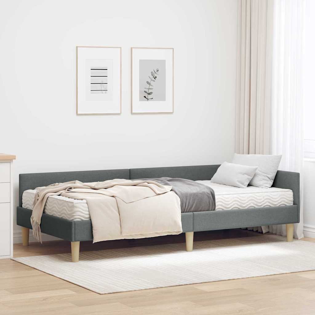 vidaXL Hoekbedframe met Matras Anders 2 pcs Lichtgrijs Stof