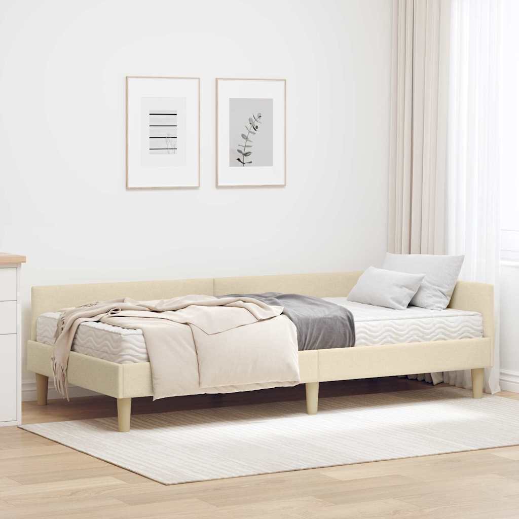 vidaXL Hoekbedframe met Matras Anders 2 pcs Lichtgrijs Stof