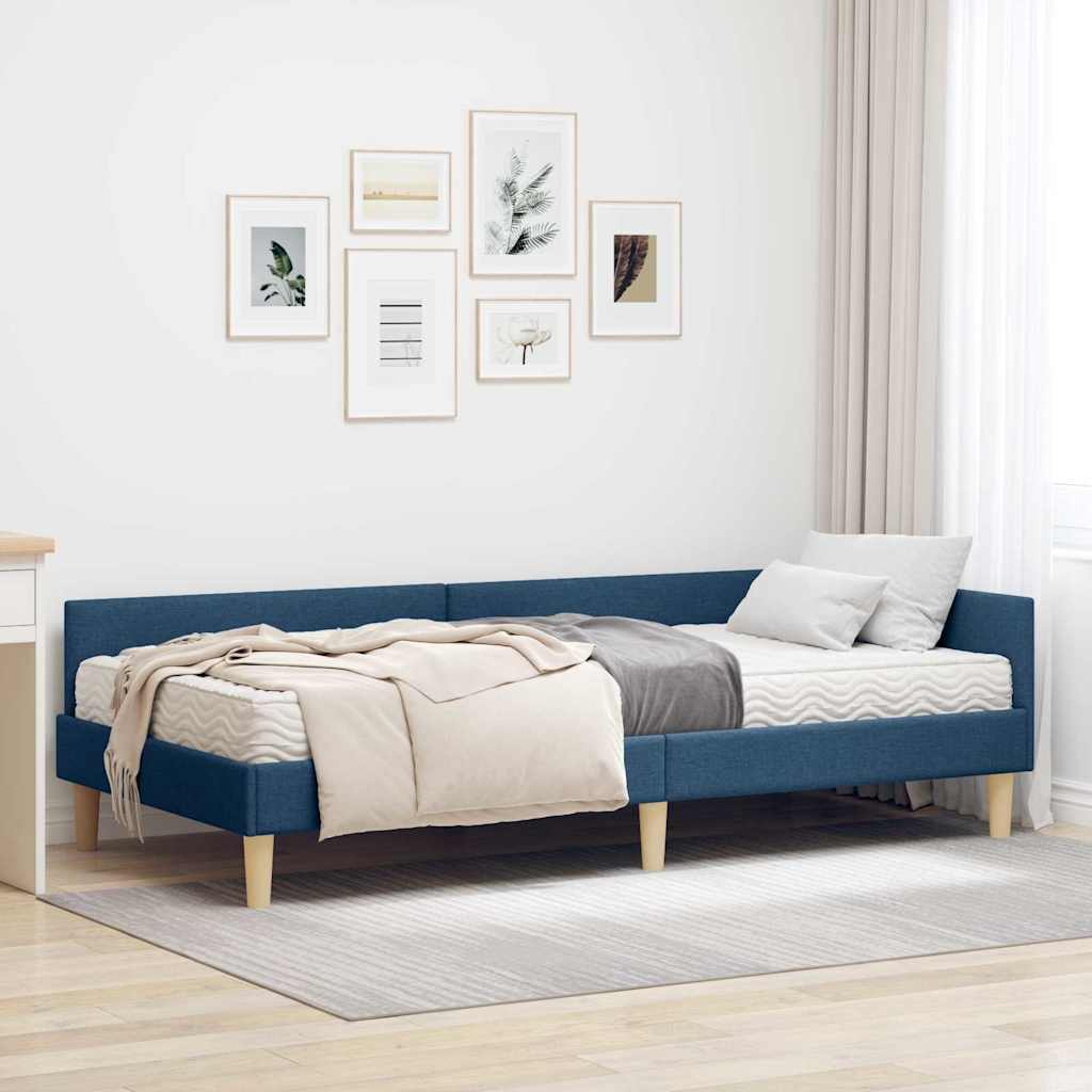 vidaXL Hoekbedframe met Matras Anders 2 pcs Lichtgrijs Stof