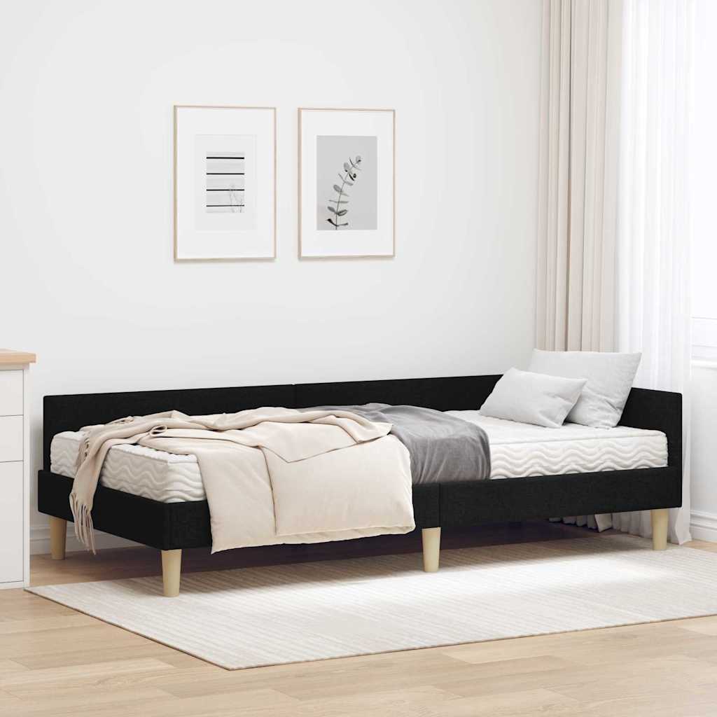 vidaXL Hoekbedframe met Matras Anders 2 pcs Lichtgrijs Stof