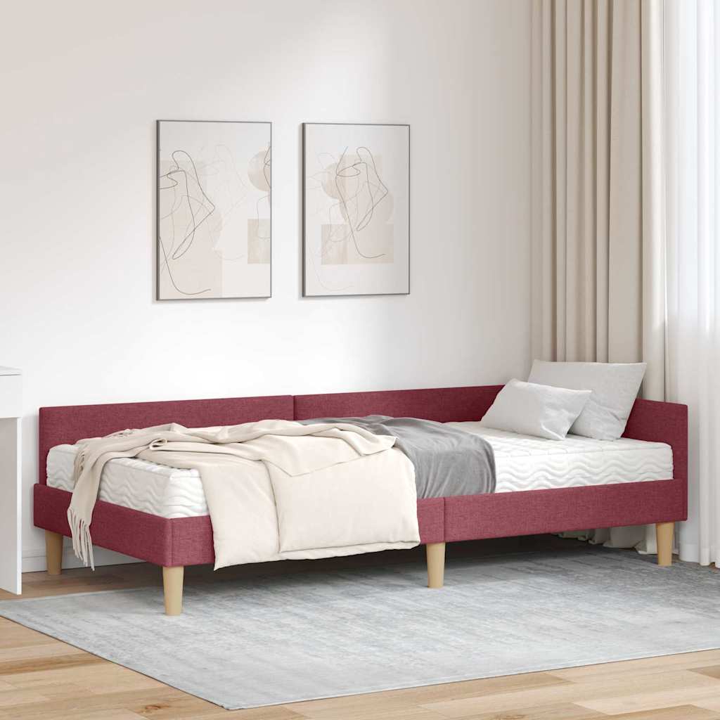 vidaXL Hoekbedframe met Matras Anders 2 pcs Lichtgrijs Stof