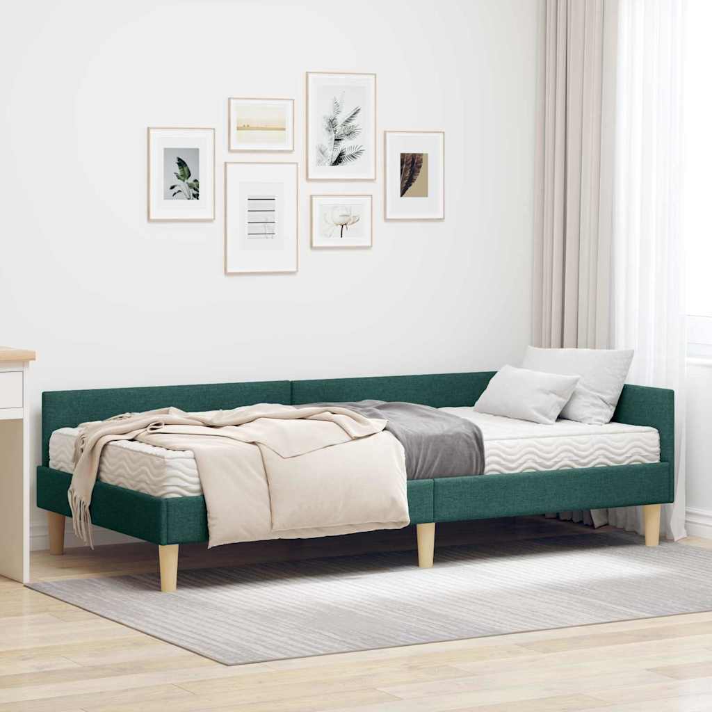 vidaXL Hoekbedframe met Matras Anders 2 pcs Lichtgrijs Stof