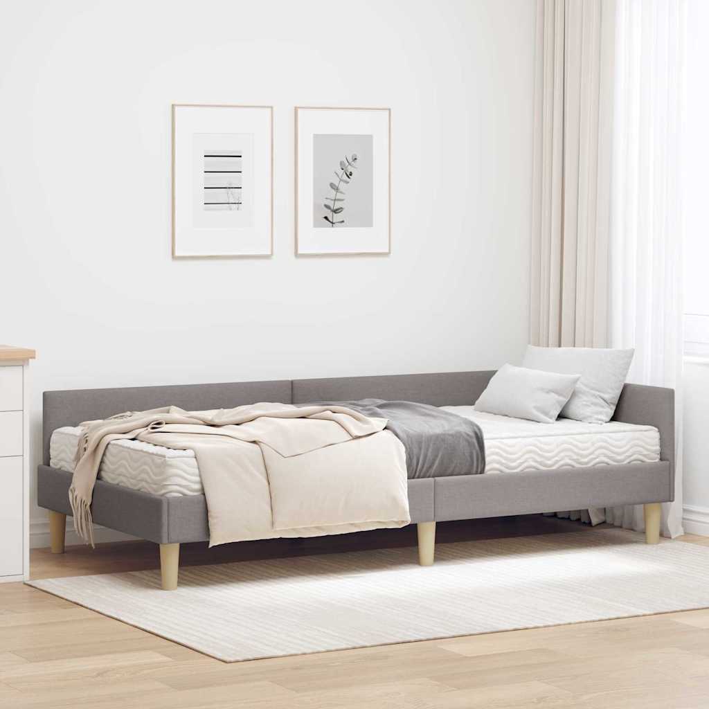vidaXL Hoekbedframe met Matras Anders 2 pcs Lichtgrijs Stof
