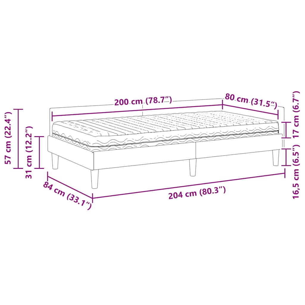 vidaXL Hoekbedframe met Matras Anders 2 pcs Blauw Fluweel