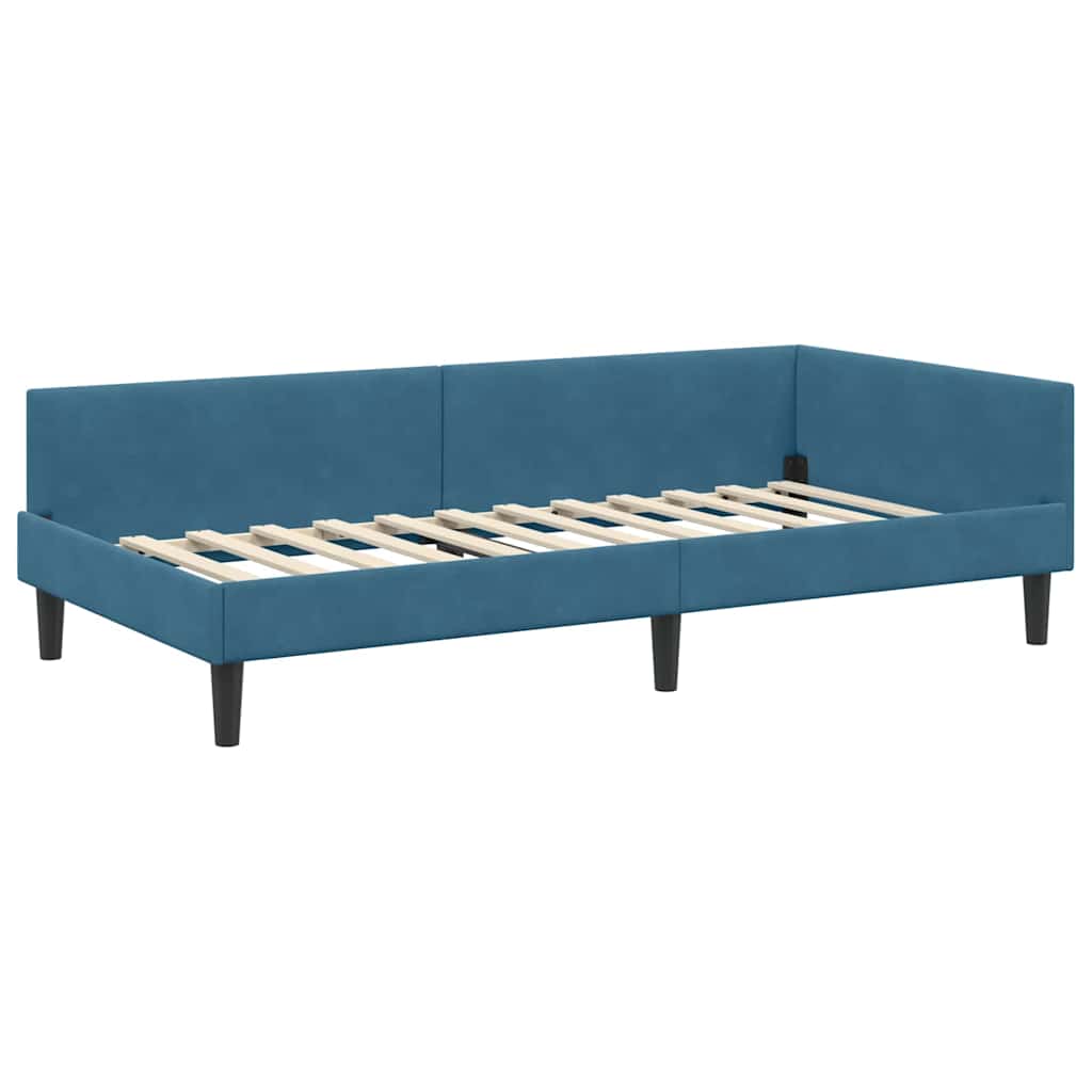 vidaXL Hoekbedframe met Matras Anders 2 pcs Blauw Fluweel