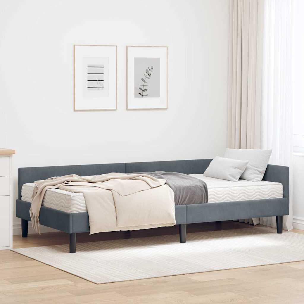 vidaXL Hoekbedframe met Matras Anders 2 pcs Blauw Fluweel